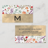 Carte De Visite Modèle floral tendance | Monogramme (Devant / Derrière)