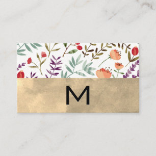 Carte De Visite Modèle floral tendance   Monogramme