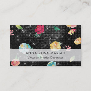 Carte De Visite *~* Modèle floral Vintage moderne Parties scintil