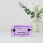 Carte De Visite Modèle floral violet et noir (Debout devant)