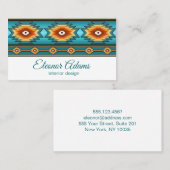 Carte De Visite Modèle géométrique turquoise (Devant / Derrière)