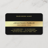 Carte De Visite Modèle glacé élégant en or noir personnalisé (Dos)