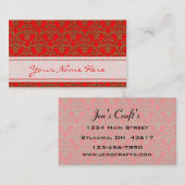 Carte De Visite Modèle Gold & Red Damask (Devant / Derrière)