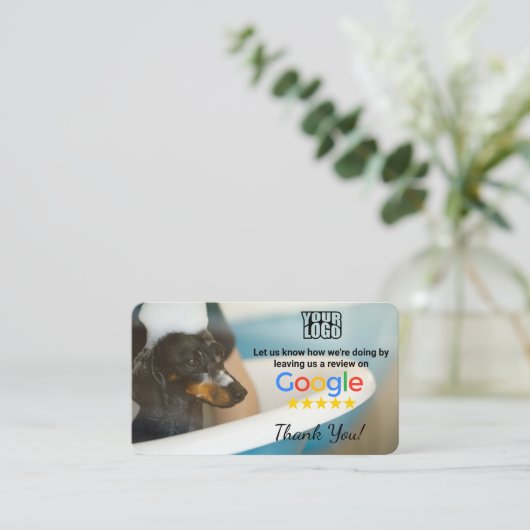 Carte De Visite Modèle Google Google Google Dog Groomer avec QR - (Debout devant)
