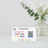 Carte De Visite Modèle Google Review Card moderne avec lien de cod (Debout devant)