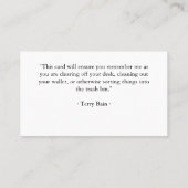 Carte De Visite Modèle gothique de Garamond de l'Américain de (Dos)