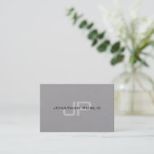 Carte De Visite Modèle gris de design simple de monogramme élégant (Debout devant)