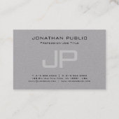 Carte De Visite Modèle gris de design simple de monogramme élégant (Dos)