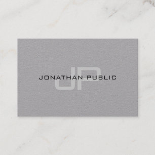 Carte De Visite Modèle gris de design simple de monogramme élégant