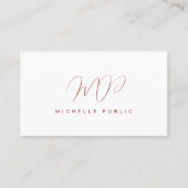 Carte De Visite Modèle initial du monogramme de script élégant per (Devant)