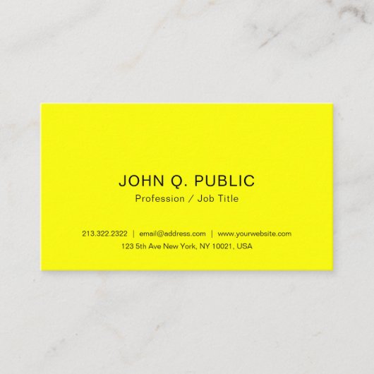 Carte De Visite Modèle jaune néon brillant moderne (Devant)