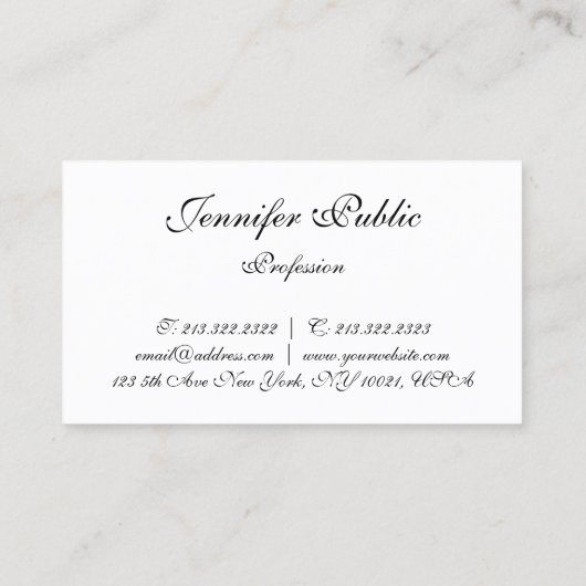 Carte De Visite Modèle manuscrit moderne Script élégant Simple (Dos)