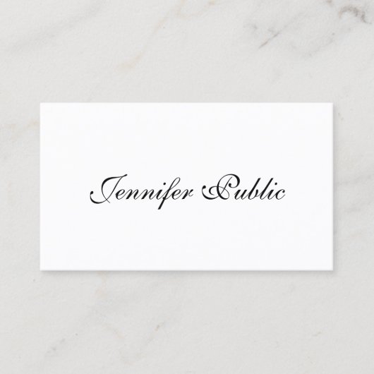 Carte De Visite Modèle manuscrit moderne Script élégant Simple (Devant)