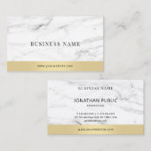 Carte De Visite Modèle Marbre blanc or élégant moderne (Devant / Derrière)