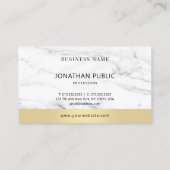 Carte De Visite Modèle Marbre blanc or élégant moderne (Dos)