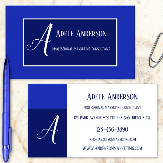 Carte de visite Modèle marketing Monogram Blue PR