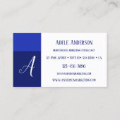Carte de visite Modèle marketing Monogram Blue PR (Dos)