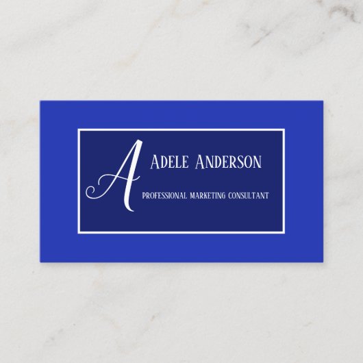 Carte de visite Modèle marketing Monogram Blue PR (Devant)