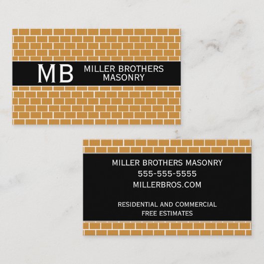Carte De Visite Modèle Masonic Bricklayer Rust Bricks Mason (Devant / Derrière)