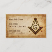 Carte De Visite Modèle Masonic Business Card | Parchemin rustique (Devant)