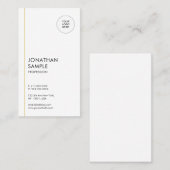 Carte De Visite Modèle minimal moderne tendance or blanc vertical (Devant / Derrière)