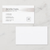 Carte De Visite Modèle moderne branché Glamor Faux Silver (Devant / Derrière)