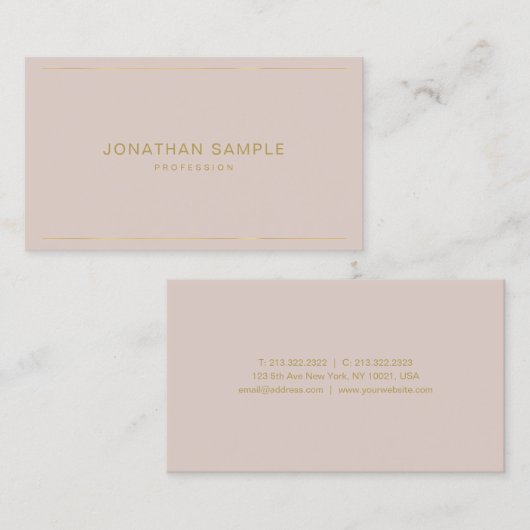 Carte De Visite Modèle moderne de texte doré élégant, design simpl (Devant / Derrière)