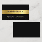 Carte De Visite Modèle moderne élégant Black Gold professionnel (Devant / Derrière)