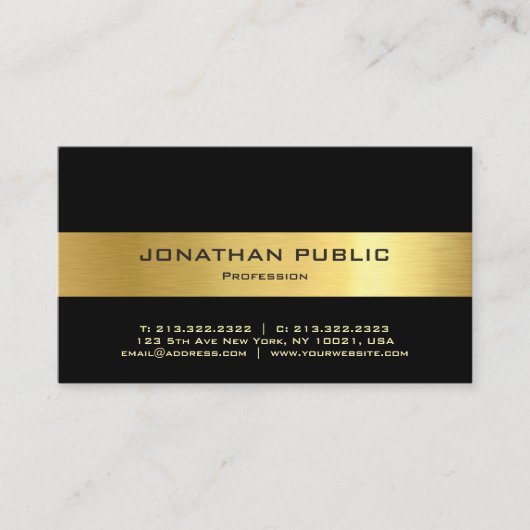 Carte De Visite Modèle moderne élégant Black Gold professionnel (Devant)