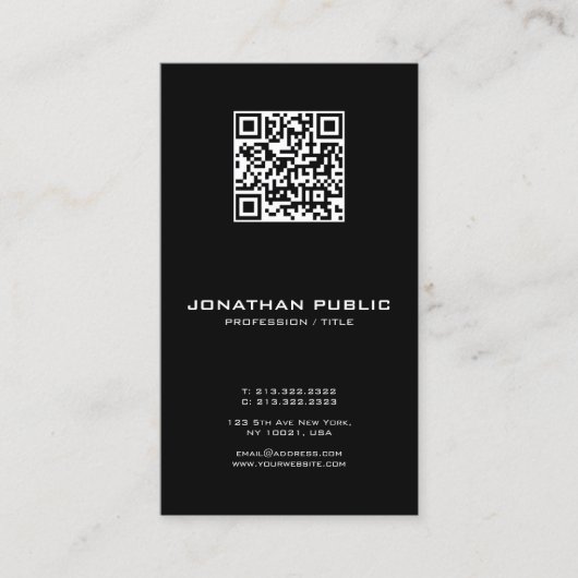Carte De Visite Modèle moderne élégant Code barre QR Code vertical (Devant)