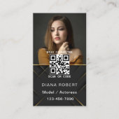 Carte De Visite Modèle moderne élégant et acteur 2 photos QR Code (Devant)