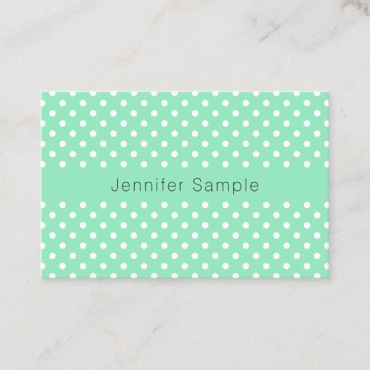 Carte De Visite Modèle moderne Elegant Mint Green White Dots (Devant)