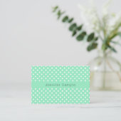 Carte De Visite Modèle moderne Elegant Mint Green White Dots (Debout devant)