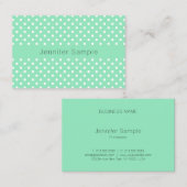 Carte De Visite Modèle moderne Elegant Mint Green White Dots (Devant / Derrière)