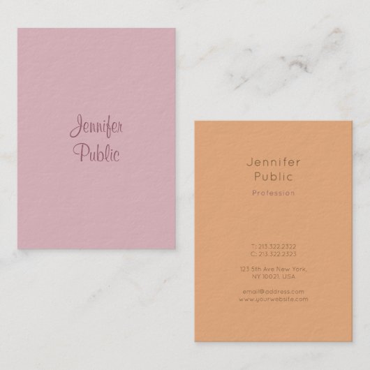 Carte De Visite Modèle moderne élégant Nom de script manuscrit (Devant / Derrière)