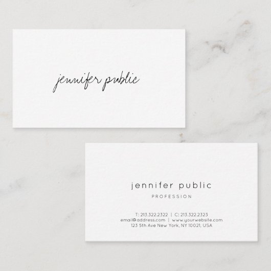 Carte De Visite Modèle moderne élégant Script à main professionnel (Devant / Derrière)