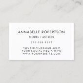 Carte De Visite Modèle moderne et acteur 3 Photo Pro (Dos)