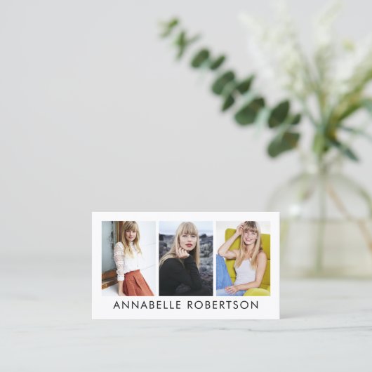 Carte De Visite Modèle moderne et acteur 3 Photo Pro (Debout devant)