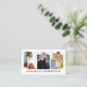 Carte De Visite Modèle moderne et Acteur 3 Photo QR Code (Debout devant)