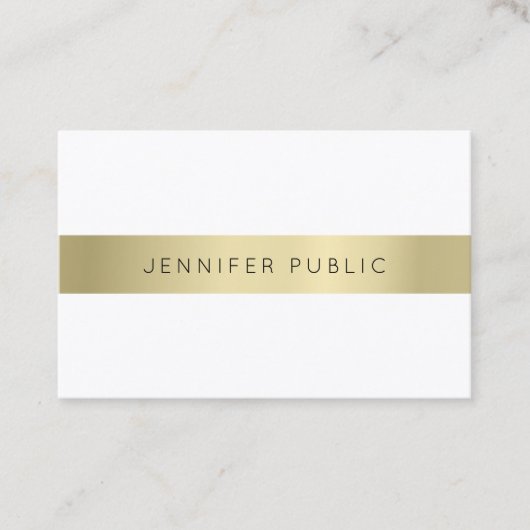 Carte De Visite Modèle moderne Gold White (Devant)