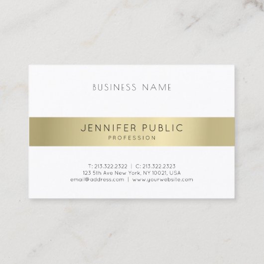 Carte De Visite Modèle moderne Gold White (Dos)