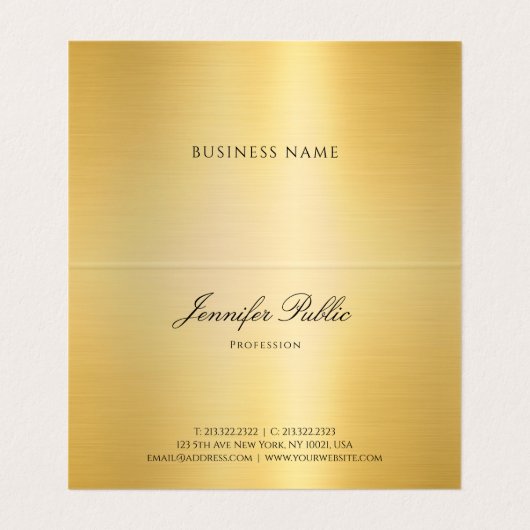 Carte De Visite Modèle moderne manuscrit stylisé Faux Gold (Intérieur déplié)