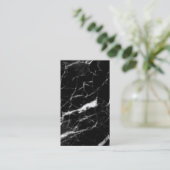 Carte De Visite Modèle moderne noir et Marbre blanc (Debout devant)