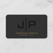 Carte De Visite Modèle moderne Noir Monogramme Arrondi Corner (Devant)