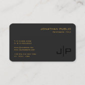 Carte De Visite Modèle moderne Noir Monogramme Arrondi Corner (Dos)