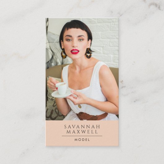 Carte De Visite Modèle moderne Professional Photo Peach rose (Devant)