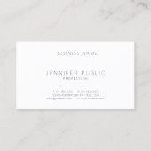 Carte De Visite Modèle Moderne Professionnel Design Élégant Blanc (Dos)