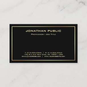 Carte De Visite Modèle Moderne Professionnel Noir Élégant Or