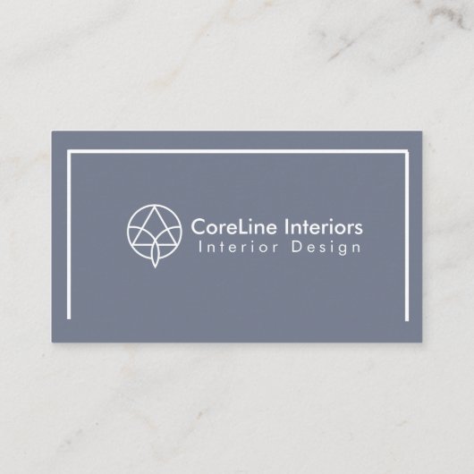 Carte De Visite Modèle moderne propre géométrique marine Gris mini (Dos)