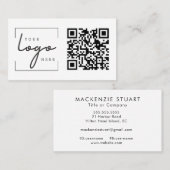 Carte De Visite Modèle Moderne QR Code Business Logo Simple (Devant / Derrière)